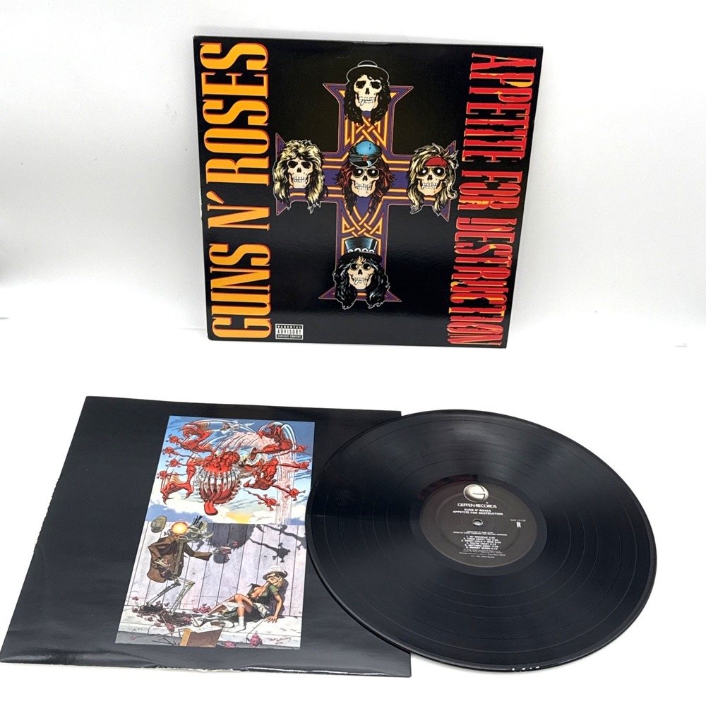 Guns N Roses Appetite For Destruction LP Vinyl Geffen GHS 24148 Cross Cover